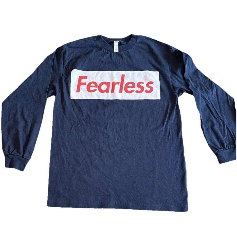 VTG Alstyle Apparel Men's M‎ Long Sleeve Fearless Navy Blue Skate Y2K Skater